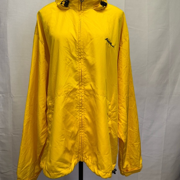 Eddie Bauer Yellow Rain Jacket XXL Hooded Windbreaker